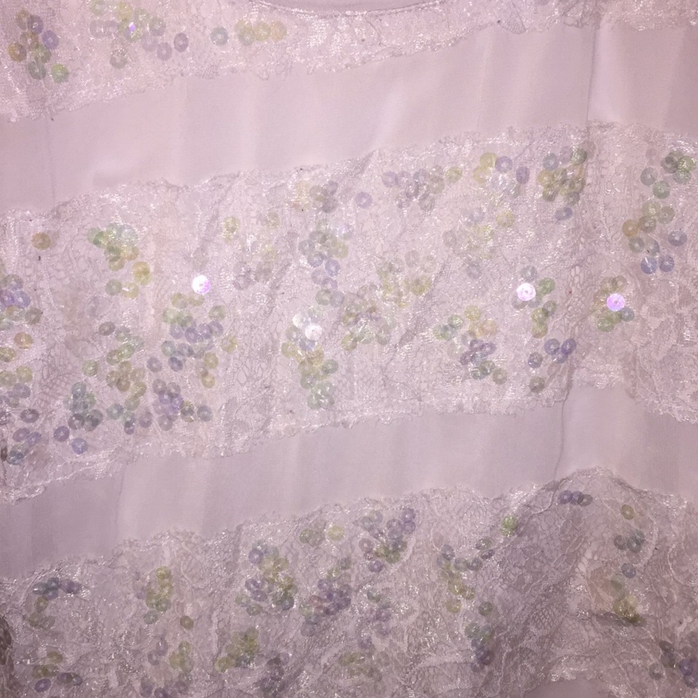 White tank with lace and sequins